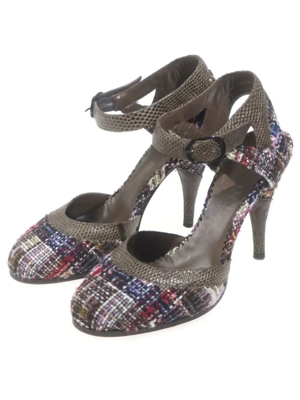 Chanel Tweed Heels Pumps Multicolor